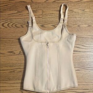 Chic Beige Zip-Up Corset Waist Trainer Top. Women’s Size Medium